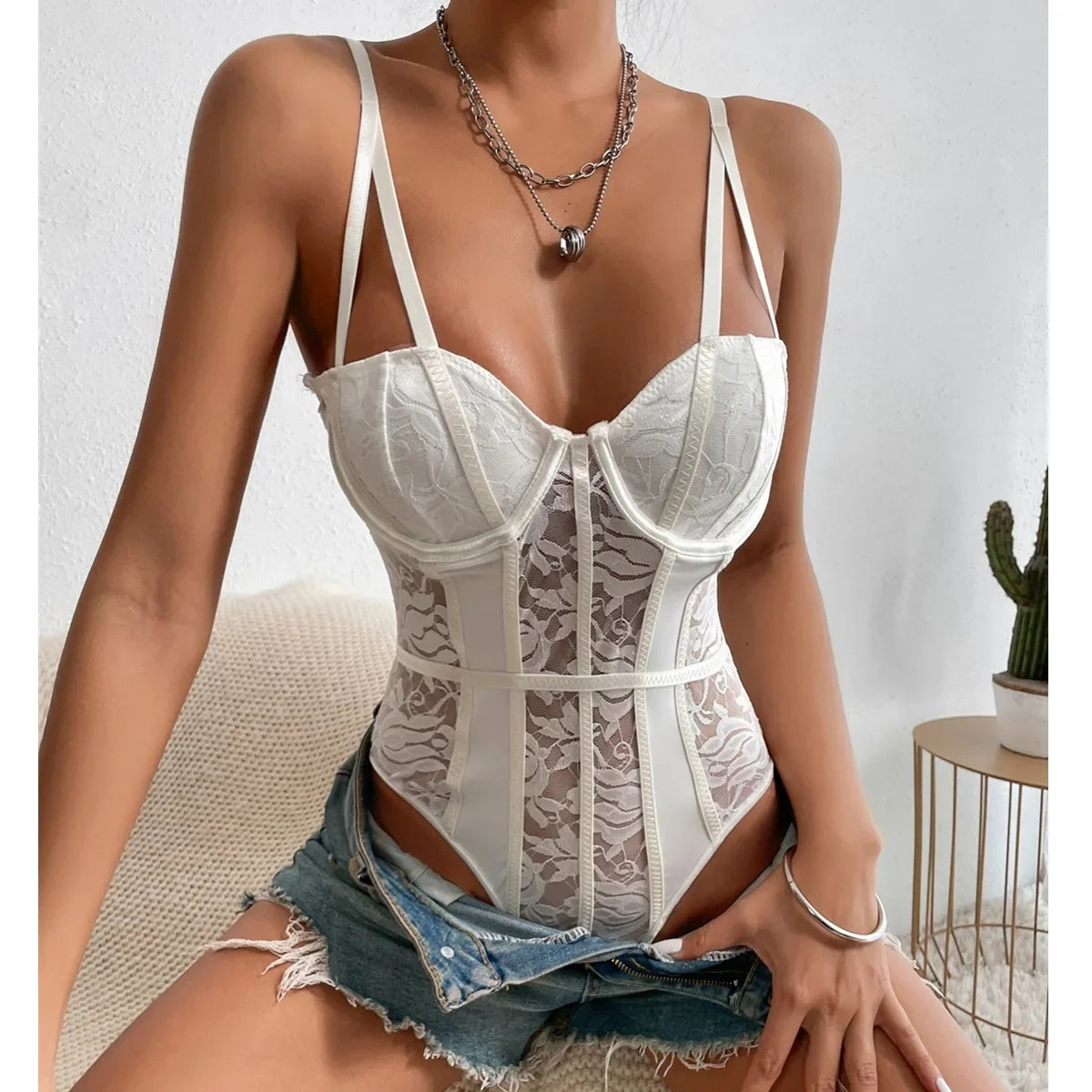 Summer Female Body Suit Sexy One-Pieces Playsuit Woman Clothes Romper Outfits Lace Jumpsuit Women Overalls Ropa De Mujer Bottom